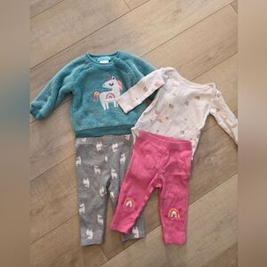 Unicorn Kids Matching Set - Teal, Gray, and Pink